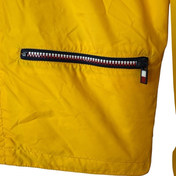 VINTAGE! Tommy Hilfiger Jeans Women’s 90s Y2K Yellow Windbreaker Jacket M Hooded - Picture 4 of 8